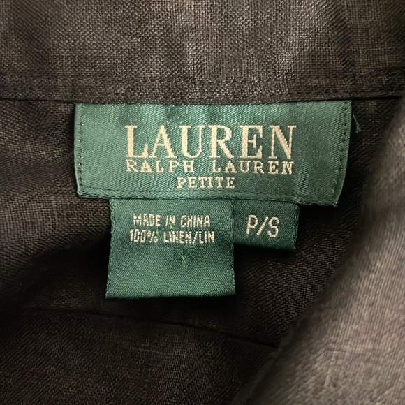 Ralph Lauren linen long sleeve button up Womens Black Size Petite Small - Picture 7 of 7